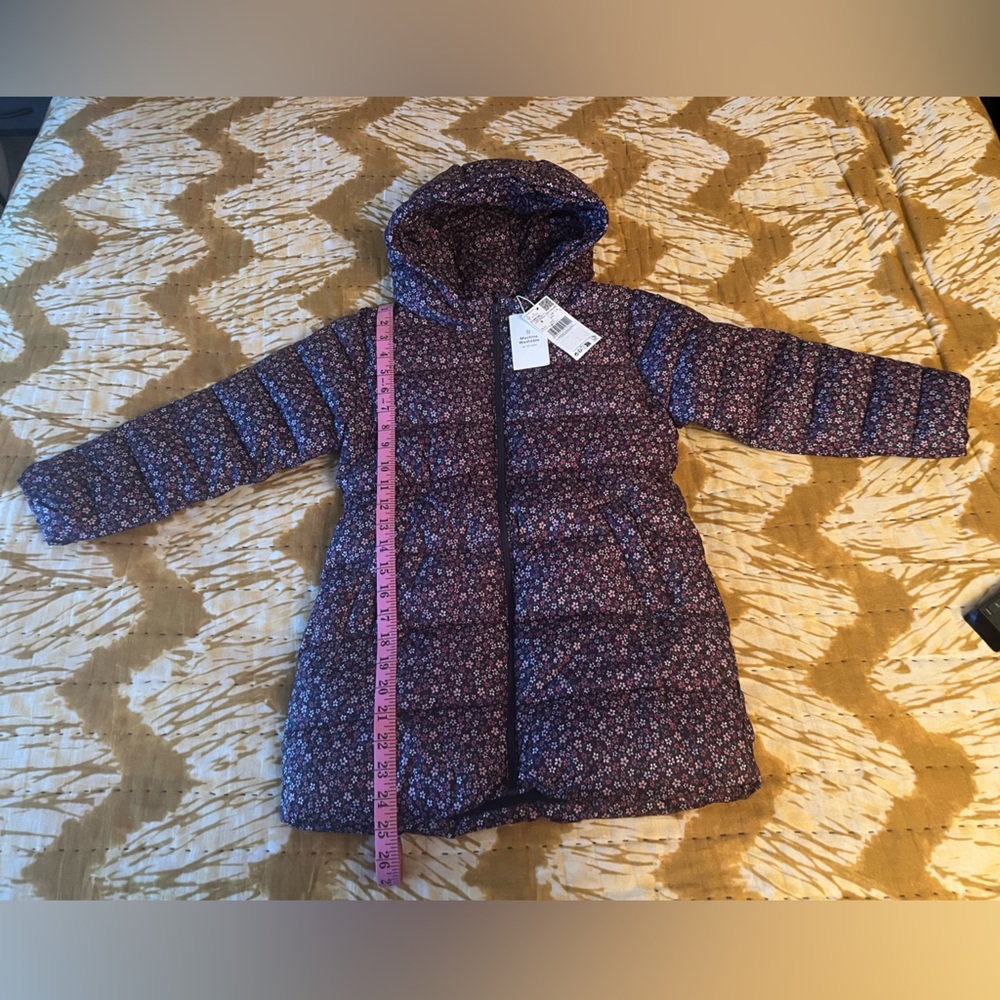 Mango Kids Puffer Jacket - Purple Floral Motif